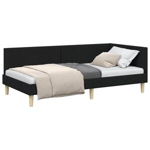 vidaXL Rama ł&oacute;żka narożnego Czarny 80 x 200 cm tkanina