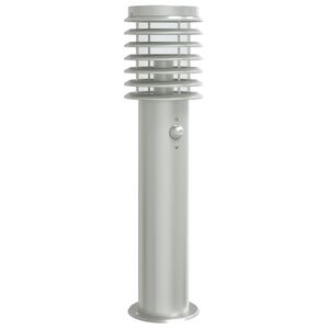vidaXL Lampa ogrodowa na słupku, z czujnikiem, srebrna, 60 cm, stal