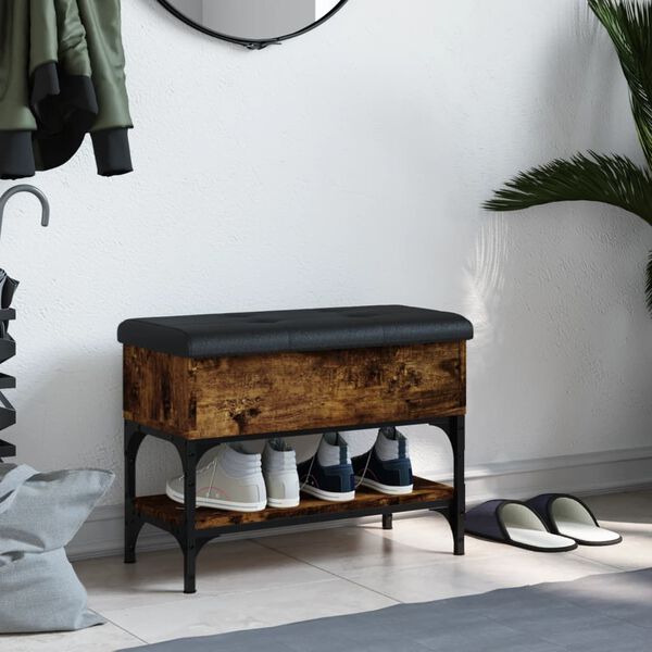 vidaXL Ławka na buty, przydymiony dąb, 62x32x45 cm