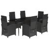 vidaXL 7-cz. zestaw mebli ogrodowych z poduszkami, czarny, polirattan