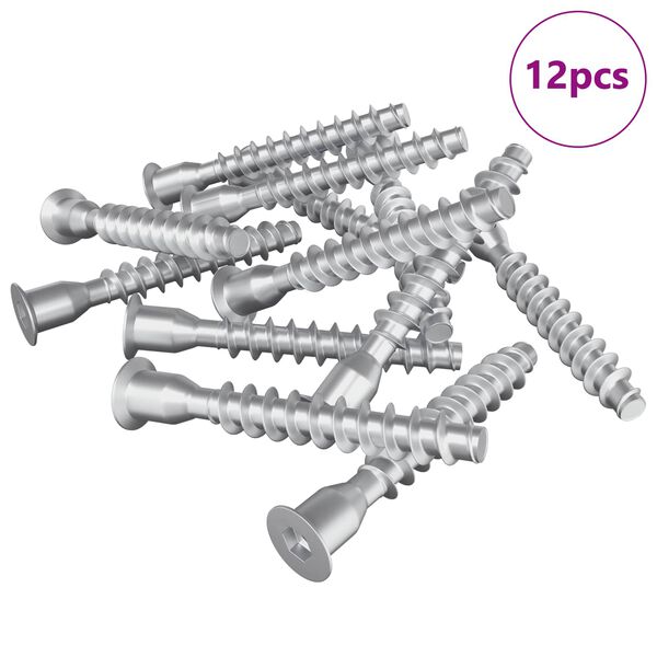 vidaXL Śruby confirmat 12 pcs Srebrny &Oslash;7 x 50 mm Metal