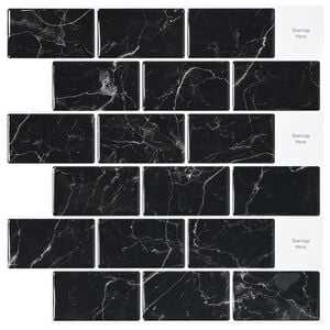 vidaXL Kafelka subway 20 pcs Czarny marmur 30 x 30 cm Poliuretan i PET