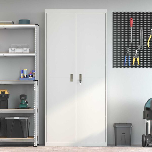 vidaXL Szafka do przechowywania 2 pcs Biały 90 x 40 x 200 cm Stal