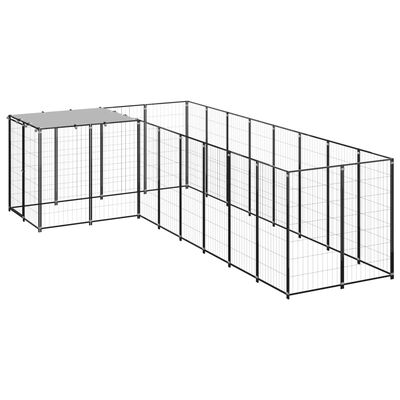 vidaXL Kojec dla psa, czarny, 6,05 m², stalowy