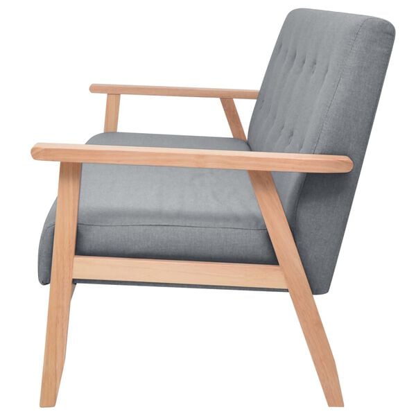 vidaXL Sofa 3-osobowa, tapicerowana tkaniną, jasnoszara