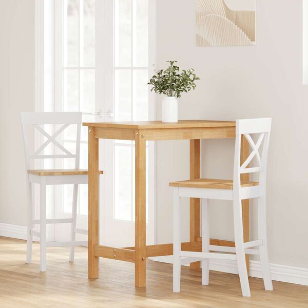 vidaXL Hokery barowe 2 szt. Białe lite drewno gumowe