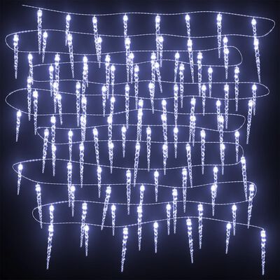vidaXL Lampki świąteczne sople, 40 szt., zimne, białe światło, akryl