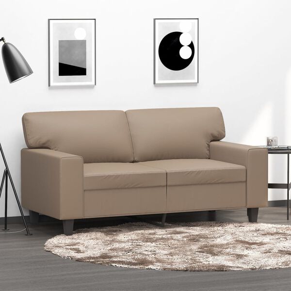 vidaXL 2-osobowa sofa, kolor cappuccino, 120 cm, sztuczna sk&oacute;ra