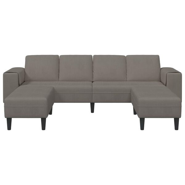 vidaXL Sofa z poduszką Jasnoszary 250 x 188 x 76 cm Tkanina sztruksowa
