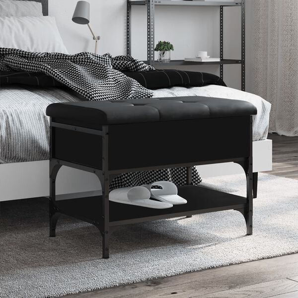 vidaXL Ławka na buty, czarna, 62x42x45 cm, materiał drewnopochodny