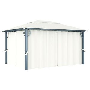 vidaXL Altana ogrodowa z zasłonami, 400 x 300 cm, kremowa, aluminium