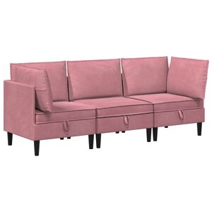 vidaXL Zestaw mebli do salonu z poduszką 3 pcs r&oacute;żowy Welur