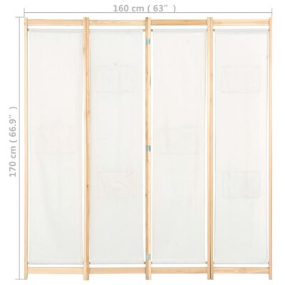 vidaXL Parawan 4-panelowy, kremowy, 160x170x4 cm, tkanina