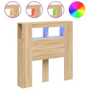 vidaXL Wezgłowie ł&oacute;żka z LED, dąb sonoma, 100x18,5x103,5 cm