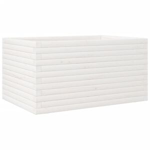 vidaXL Donica ogrodowa, biała, 90x60x45,5 cm, lite drewno sosnowe