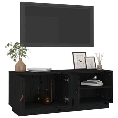 vidaXL Szafka pod TV, czarna, 105x34x40 cm, lite drewno sosnowe