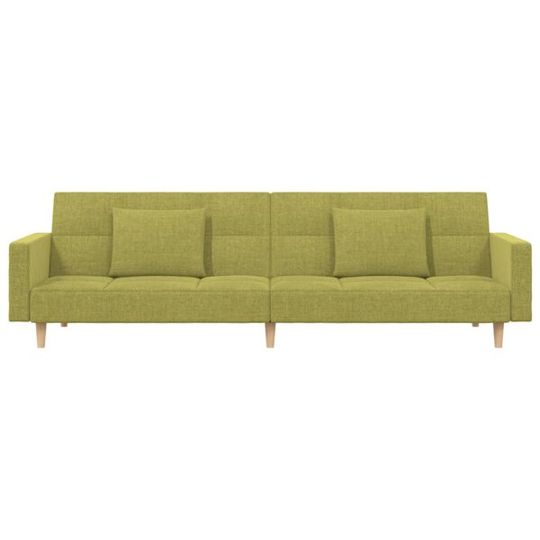 vidaXL 2-osobowa kanapa z 2 poduszkami, zielona, tapicerowana tkaniną