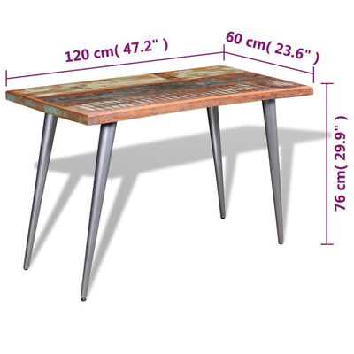 vidaXL Stół do jadalni z litego drewna odzyskanego, 120x60x76 cm