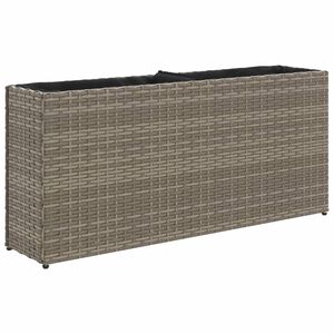 vidaXL Donica ogrodowa z 2 wkładami, szara, 90x20x40 cm, rattan PE