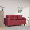 vidaXL 2-os. sofa z poduszkami, winna czerwień, 120 cm, sztuczna sk&oacute;ra