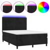 vidaXL Ł&oacute;żko kontynentalne z materacem i LED, czarny aksamit 140x190cm