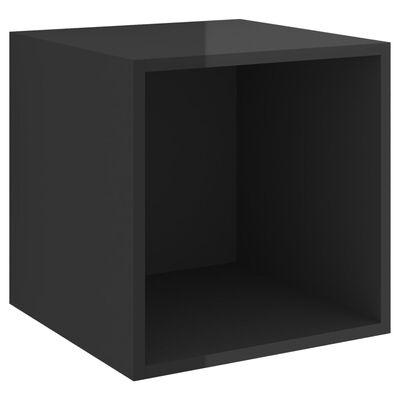 vidaXL Półki ścienne, 2 szt., wysoki połysk, czarne, 37x37x37 cm