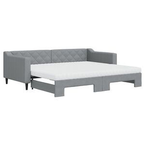 vidaXL Sofa rozsuwana z materacami, jasnoszara, 90x200 cm, tkanina