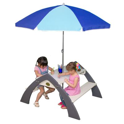 AXI Stolik piknikowy Kylo dla dzieci, z parasolem, XL, biało-szary