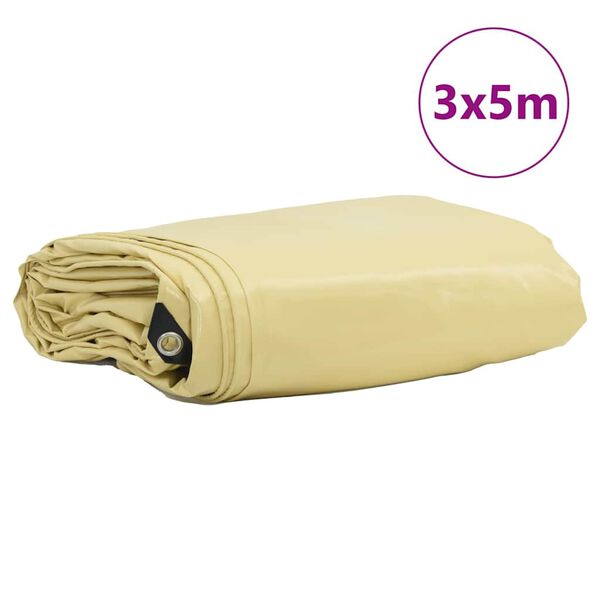 vidaXL Plandeka 650g / m² Beżowy 3 x 5 m Płótno z powłoką PVC