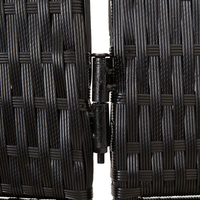 vidaXL Parawan 3-panelowy, czarny, polirattan