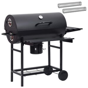 vidaXL Grill beczkowy na k&oacute;łkach z p&oacute;łkami 3 szt. 115 x 85 x 95 cm