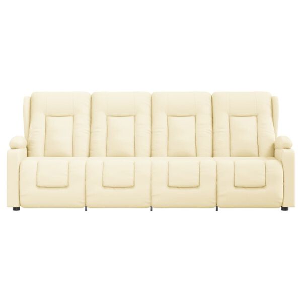 vidaXL Rozkładany fotel masujący z uchwytem, 4-os., kremowy, ekoskóra