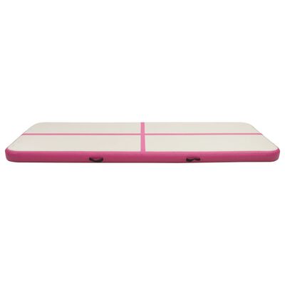 vidaXL Mata gimnastyczna z pompką, 400x100x15 cm, PVC, różowa
