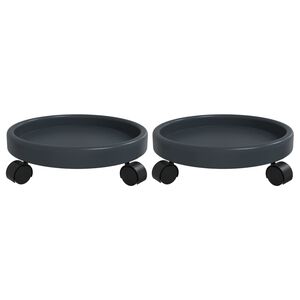 vidaXL Podstawki pod donicę, z k&oacute;łkami, 2 szt., szare, 34 cm, 35 kg