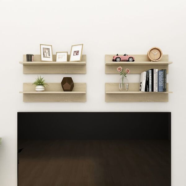 vidaXL P&oacute;łki ścienne, 4 szt., dąb sonoma, 60x11,5x18 cm