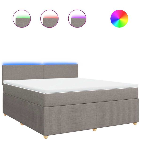 vidaXL Ł&oacute;żko kontynentalne z materacem, taupe, tkanina, 180x200 cm