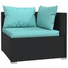 vidaXL 2-osobowa sofa ogrodowa z poduszkami, czarna, polirattan