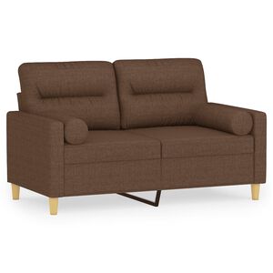 vidaXL 2-osobowa sofa z poduszkami, brązowa, 120 cm, tkanina