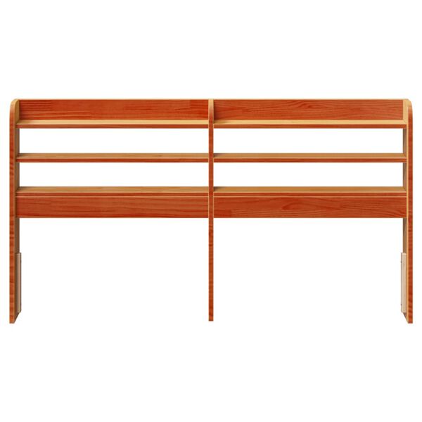 vidaXL Wezgłowie do łóżka, z półkami, woskowy brąz, 120 cm, sosnowe