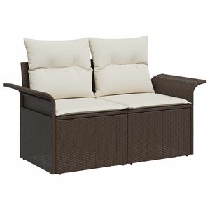 vidaXL Sofa Ogrodowa z poduszką Brązowy 141 x 62 x 69cm polirattan