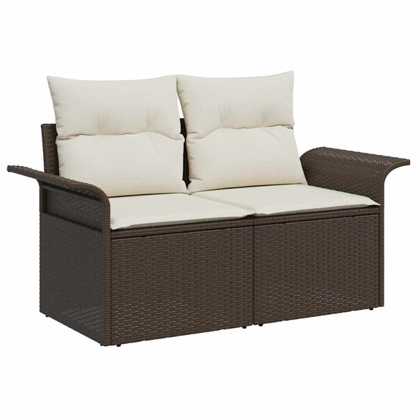 vidaXL Sofa Ogrodowa z poduszką Brązowy 141 x 62 x 69cm polirattan