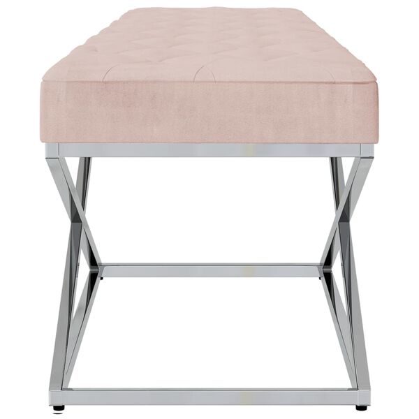 vidaXL Ławka, r&oacute;żowa, aksamit i stal nierdzewna