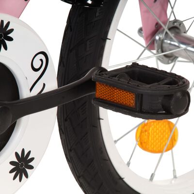 vidaXL Rower dla dzieci z bagażnikiem, 12 cali, biało-różowy