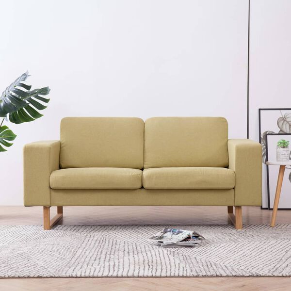 vidaXL 2-osobowa sofa tapicerowana tkaniną, zielona