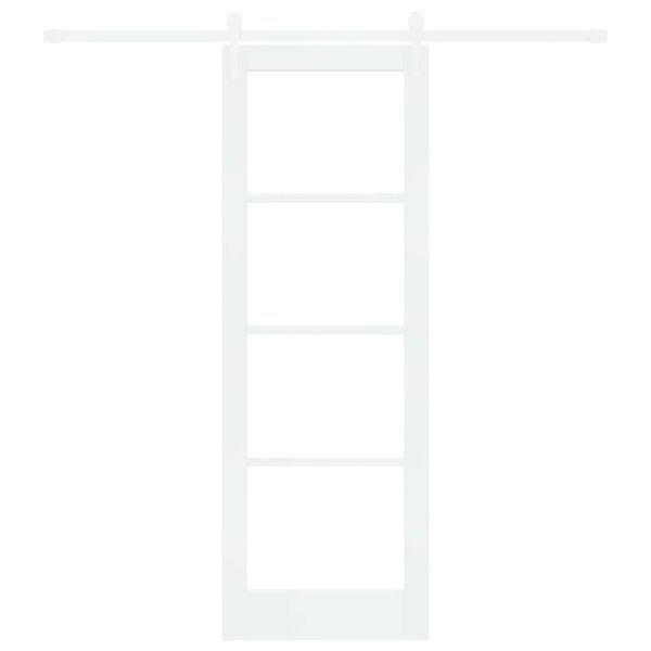 vidaXL Drzwi przesuwne Biały 73,5 x 211 cm Lite drewno sosnowe i szkło