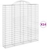 vidaXL Kosze gabionowe, 14 szt, 200x30x200/220cm, galwanizowane żelazo