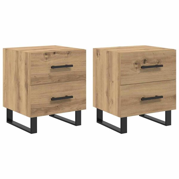 vidaXL Szafka Nocna 2 pcs Dąb rzemieślniczy 40 x 35 x 47,5 cm