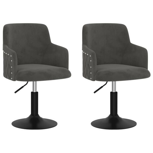 vidaXL Obrotowe krzesła stołowe, 2 szt., ciemnoszare, aksamitne