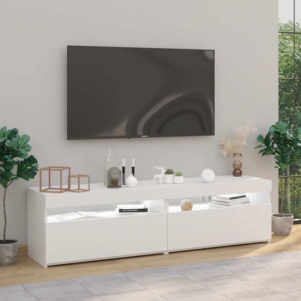 vidaXL Szafki pod TV z LED, 2 szt., białe, wysoki połysk, 75x35x40 cm
