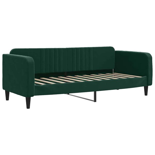 vidaXL Sofa rozsuwana z szufladami, ciemnozielona, 80x200 cm, aksamit